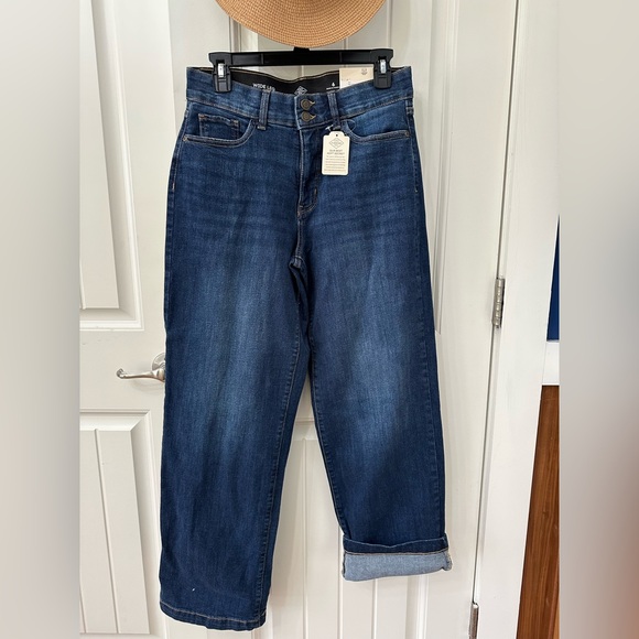 Wide Leg High Rise dark wash Blue Jeans sz 6 by St Johns Bay Comfort waist denim - Picture 1 of 5